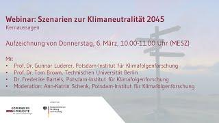 Webinar: Szenarien zur Klimaneutralität 2045 / Kernaussagen