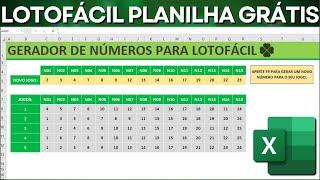 Planilha LotoFácil no Excel | Download Grátis | Gerador de Jogos e Números