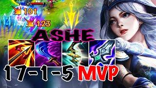 WILD RIFT ASHE ADC GAMEPLAY | 17 -1 -5 MVP | ASHE BUILD RUNES