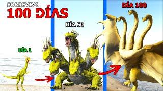 SOBREVIVO como GHIDORAH 100 DIAS EN ARK Y EVOLUCIONO EN KAIJU!! Rey de los Monstruos y dinosaurios