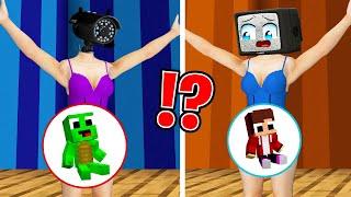 TV WOMAN and CAMERA WOMAN and SPEAKER WOMAN PREGNANT JJ and Mikey and Carrie in Minecraft - Maizen