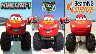 GTA 5 Monster truck McQueen VS Minecraft Monster McQueen VS BeamNG Monster McQueen - which is best?