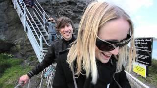 Nick and Sam cross the Rope Bridge