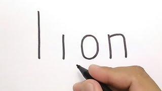 VERY EASY ! how to turn words LION into CARTOONS for KIDS / learn how to draw