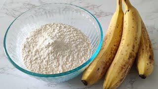 Only banana and flour, no egg, no milk, no sugar, no butter and no knead. Easy recipe for vegans