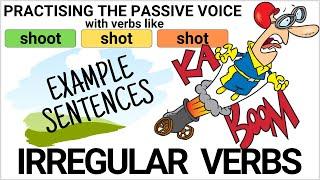 English irregular verbs - Irregular verbs in the passive voice with funny pictures and sentences