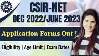 CSIR NET June 2023 Application form | CSIR NET 2023 Notification | Exam date|Eligibility| Age Limit