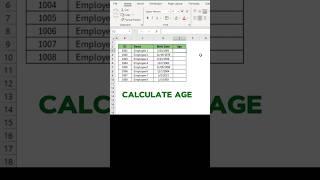 How to Calculate Age in Excel. #exceltutorial #exceltech #microsoftoffice #excelworld #excelformula