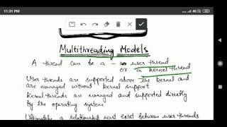 Operating System: Multi threading Models, many to one, one to one, many to many model