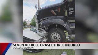 Seven vehicles involved in crash, three injured