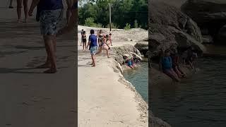 Running jump into the swimming hole #camping #swimming #outdoors