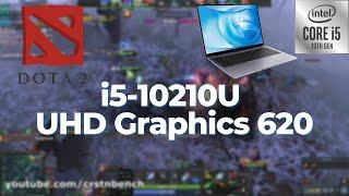 Intel Core i5-10210U \ UHD Graphics 620 \ DotA 2 @1080p 50% res.scale low settings (8GB RAM)