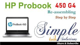 reassembling HP ProBook 450 G4 Laptop- assemble ProBook 450 G4 -HD, Keyboard, Battery, fan