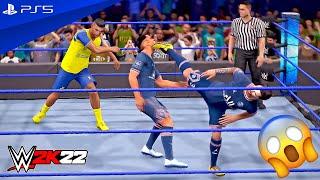 WWE 2K22 - Messi & Ronaldo vs. Mbappe & Haaland - Tag Team Championship Match | PS5™ [4K60]