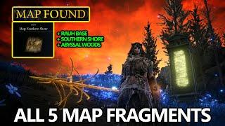 Elden Ring Erdtree - All 5 Map Fragments Locations Guide (Southern Shore, Abyssal Woods, Rauh Base)