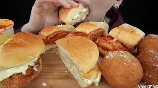 VNM ASMR cheesy pasta burger fried fish mukbang bites only