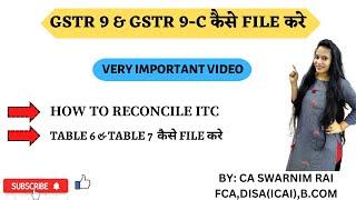 How to fill table 6&7 in GSTR 9 and Table 12 in GSTR 9 C? How to show ITC of 20-21 & ITC of 21-22?