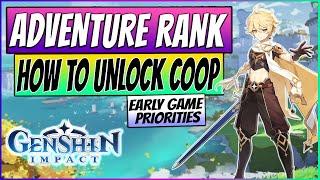 Genshin Impact | HOW TO UNLOCK COOP | ADVENTURE RANK EXPLAINED | NEW PLAYERS GUIDE