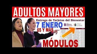 ADULTOS MAYORES 65 ENTREGA TARJETAS MARTES 7 ENERO MÓDULOS $6200 + RETROACTIVO SHEINBAUM