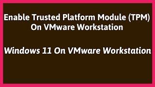 Enable TPM On VMware workstation | Windows 11 On VMware Workstation | TPM 2.0 VMware Workstation