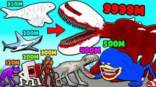 SIZE COMPARISON OF THE LARGEST MONSTERS! SHIN SONIC INFECTED SKY BEHEMOTH BLOOP Cartoon Animation