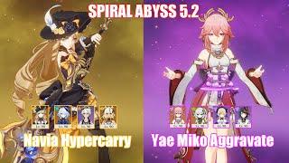 C0 Navia Hypercarry & C0 Yae Miko Aggravate | Spiral Abyss 5.2 | Genshin Impact