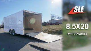 Review of 8.5 x 20 White V-Nose Enclosed Trailer | #sleequipment #lawncare #enclosedtrailer