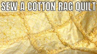 HOW TO MAKE A COTTON RAG QUILT (Beginner Sewing Project) Easy Cotton Rag Quilt with Flannel Batting.