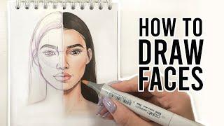 HOW TO DRAW FACES | Sketching & Coloring Tutorial