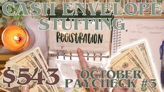 $543 Cash Envelope Stuffing | Zero Based October Paycheck #3 | 25 Year Old Budgets