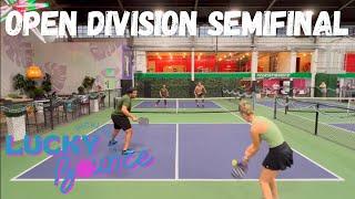 Open division semifinal mixed doubles winter charity Pickleball tournament ￼