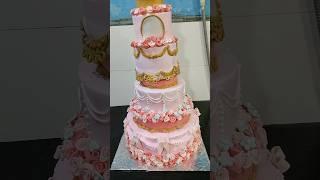 Cake decorate #7kg#cake #pink flower #fountain#cake #flavour#pineapple +#fruit #cake#south #video