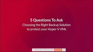 Vembu BDR Suite Webinar on Best Practices & Considerations for Microsoft Hyper-V Backup & Recovery