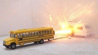 Magic School Bus Destroys Caravan