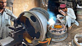 How to Replace TRUCK Tire Broken Rim Plate- Truck Wheels Rim Repairing||