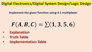 Implement the given function using 4:1 multiplexer. 𝑭(𝑨,𝑩,𝑪)=∑(𝟏,𝟑,𝟓,𝟔)