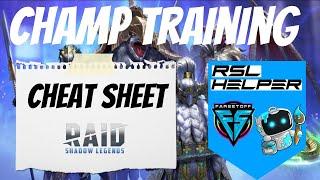 Champ Training Cheat Sheet!  Raid: Shadow Legends