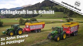 Schlagkraft im 3.Schnitt: 3x John Deere & 3x Pöttinger | Landtechnik Murtal