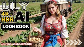 4K Lily AI Lookbook Model  German Countryside Girl's Traditional Outfits