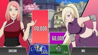 SAKURA vs INO Power Levels ( Naruto POWER LEVELS )