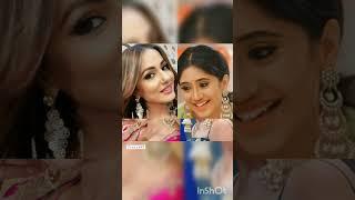 Hina Khan aka Akshara(Maa)ShivangiJoshi aka  Naira(Beti)with heavy earrings #yrkkhfame#actresses