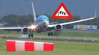 "Storm Sebastian" extreme Crosswind-Landing at Polderbaan Amsterdam Schiphol_"Sturmtief Sebastian"