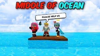 Noob and Pro stuck in the middle of Ocean (BlockmanGo)