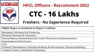 HPCL Recruitment 2022 | All Branches Eligible |16 Lakhs Salary | No Experience | Degree| All Details