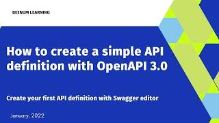 How to create a simple API definition with OpenAPI 3.0 | First API definition with Swagger editor