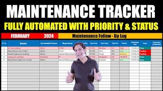 Maintenance Tracker in Excel 2024 / Complaint,Maintenance  LOG SHEET / Snag List