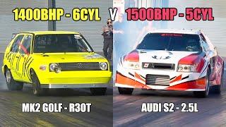 CLASH OF THE TITANS - 1400BHP MK2 GOLF v 1500BHP AUDI S2