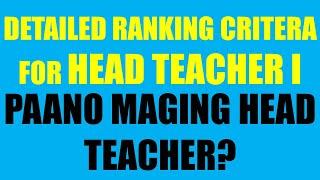 RANKING CRITERIA FOR HEAD TEACHER I POSITION + LIST OF DOCUMENTS FOR HEAD TEACHER I RANKING