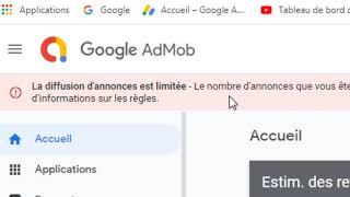 حل مشكلة الليميت La Diffusion d annonces est limitée  في حساب ادموب Admob بالتجربة الشخصية   حصريا