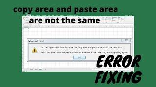 #excel #tips Copy Area And Paste Area Are Not The Same Error Fixing